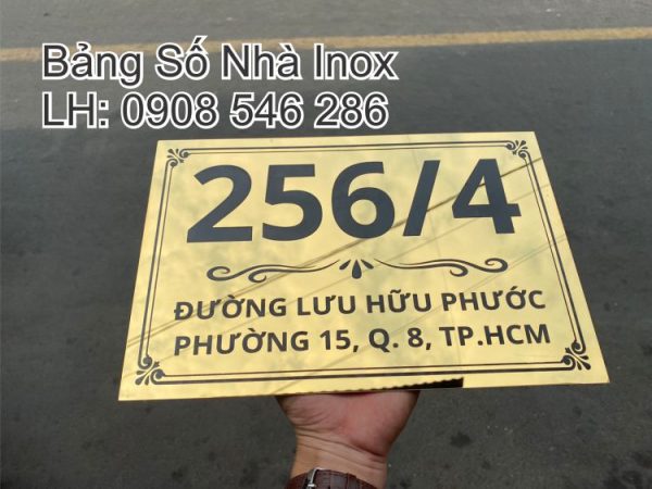 Bảng Số Nhà Inox Vàng Đồng Ăn MÒn Phun Sơn